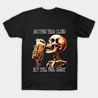 Birthday Mens Beer Drinking Skeleton T-Shirt